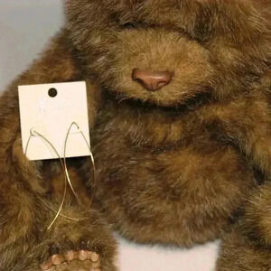 New Three Inch Riah Fashion Pull Through Earrings in Gold Tone